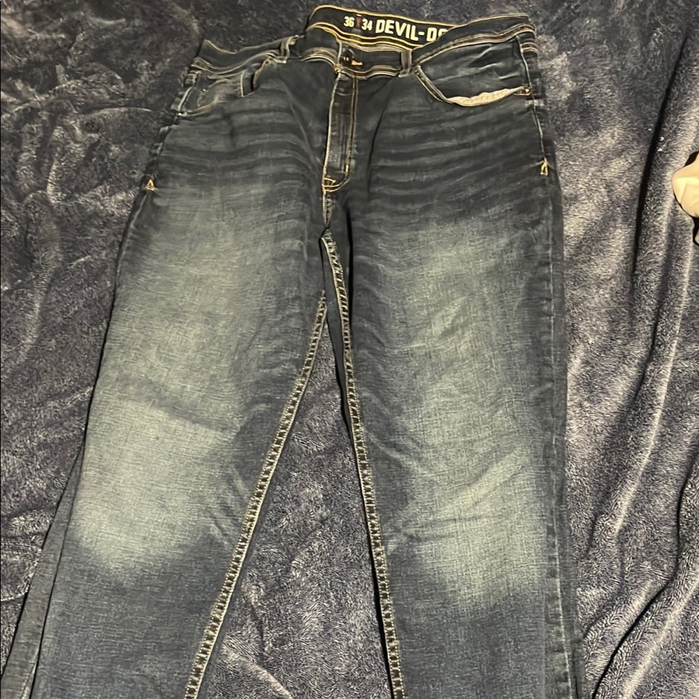 Blue Slim Fit Jeans with Vintage Fading